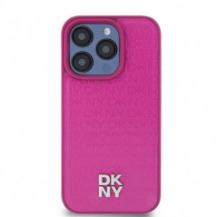Apple iPhone 15 Pro Case DKNY Pu Repeat Pattern Stack Logo MagSAFE  Pink