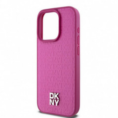 Apple iPhone 15 Pro Case DKNY Pu Repeat Pattern Stack Logo MagSAFE  Pink
