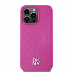 Apple iPhone 15 Pro Max Case DKNY Pu Repeat Pattern Stack Logo MagSAFE  Pink