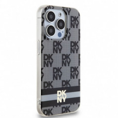 Apple iPhone 14 Pro Case DKNY Checkered Pattern Printed Stripes MagSAFE  Black