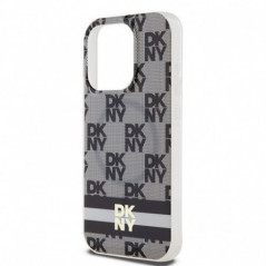 Apple iPhone 14 Pro Case DKNY Checkered Pattern Printed Stripes MagSAFE  Black