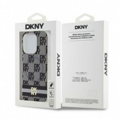 Apple iPhone 14 Pro Case DKNY Checkered Pattern Printed Stripes MagSAFE  Black