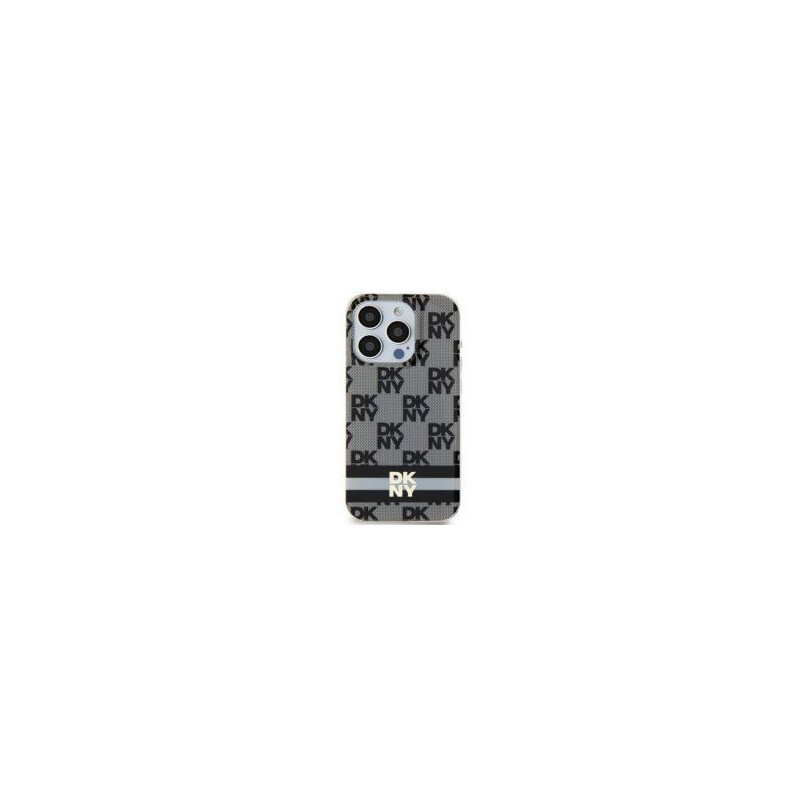 Apple iPhone 15 Case DKNY Checkered Pattern Printed Stripes MagSAFE  Black