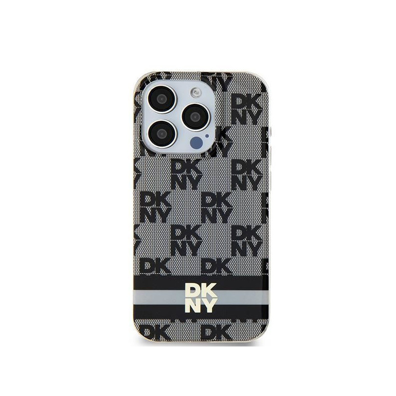 Apple iPhone 15 Plus Case DKNY Checkered Pattern Printed Stripes MagSAFE  Black