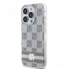 Apple iPhone 13 Pro Case DKNY Checkered Pattern Printed Stripes MagSAFE  Beige