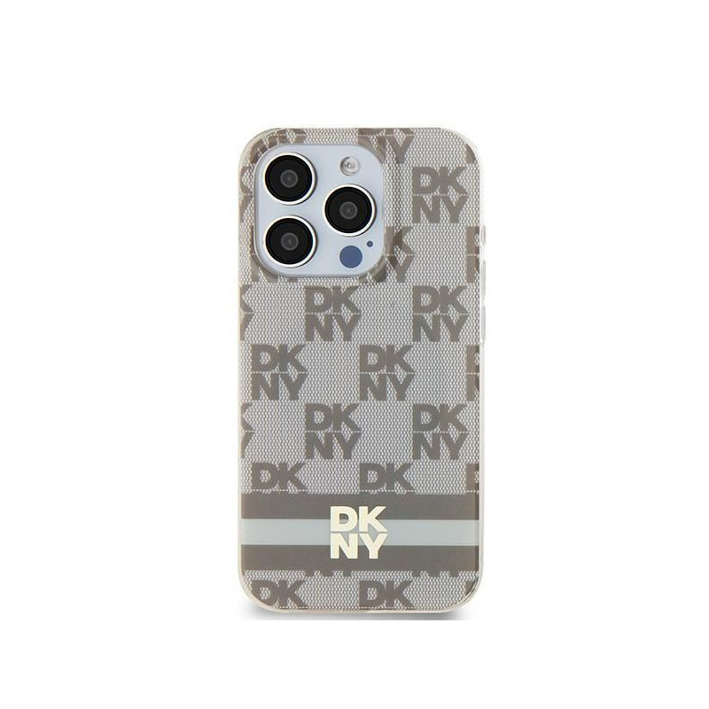 Apple iPhone 15 Plus Case DKNY Checkered Pattern Printed Stripes MagSAFE  Beige