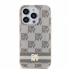 Apple iPhone 15 Pro Case DKNY Checkered Pattern Printed Stripes MagSAFE  Beige