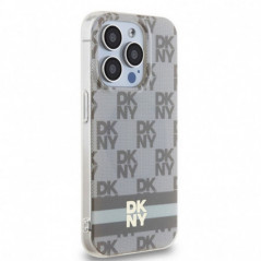 Apple iPhone 15 Pro Case DKNY Checkered Pattern Printed Stripes MagSAFE  Beige