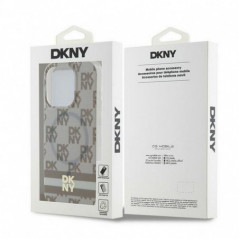 Apple iPhone 15 Pro Case DKNY Checkered Pattern Printed Stripes MagSAFE  Beige