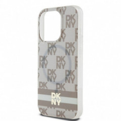 Apple iPhone 15 Pro Max Case DKNY Checkered Pattern Printed Stripes MagSAFE  Beige
