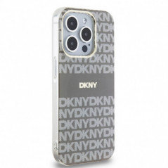 Apple iPhone 15 Pro Case DKNY Repeat Texture Pattern Stripe MagSAFE  Beige