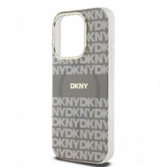 Apple iPhone 15 Pro Case DKNY Repeat Texture Pattern Stripe MagSAFE  Beige
