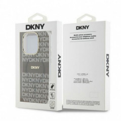 Apple iPhone 15 Pro Case DKNY Repeat Texture Pattern Stripe MagSAFE  Beige