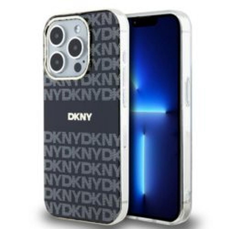Apple iPhone 13 Pro Case DKNY Repeat Texture Pattern Stripe MagSAFE  Black