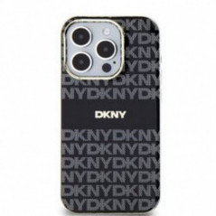 Apple iPhone 14 Pro Case DKNY Repeat Texture Pattern Stripe MagSAFE  Black