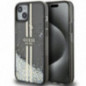 Apple iPhone 15 Case Guess Liquid Glitter Gold Stripes Black