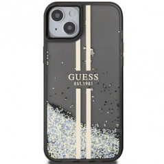 Apple iPhone 15 Case Guess Liquid Glitter Gold Stripes Black