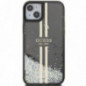 Apple iPhone 15 Case Guess Liquid Glitter Gold Stripes Black