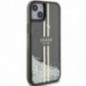 Apple iPhone 15 Case Guess Liquid Glitter Gold Stripes Black