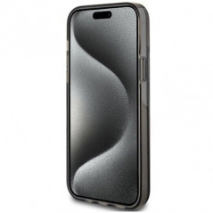 Apple iPhone 15 Case Guess Liquid Glitter Gold Stripes Black