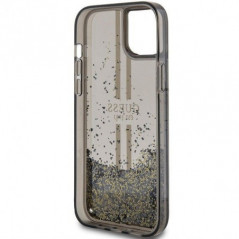 Apple iPhone 15 Case Guess Liquid Glitter Gold Stripes Black