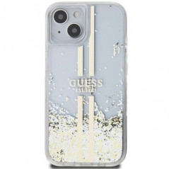 Apple iPhone 15 Plus Case Guess Liquid Glitter Gold Stripes Transparent