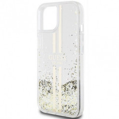 Apple iPhone 15 Plus Case Guess Liquid Glitter Gold Stripes Transparent
