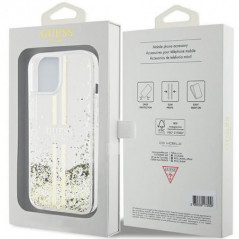 Apple iPhone 15 Plus Case Guess Liquid Glitter Gold Stripes Transparent