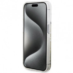 Apple iPhone 15 Pro Case Guess Liquid Glitter Gold Stripes Transparent