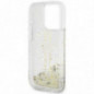 Apple iPhone 15 Pro Case Guess Liquid Glitter Gold Stripes Transparent