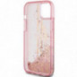 Apple iPhone 15 Plus Case Guess Liquid Glitter Gold Stripes Pink