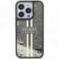 Apple iPhone 15 Pro Case Guess Liquid Glitter Gold Stripes Black