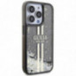Apple iPhone 15 Pro Case Guess Liquid Glitter Gold Stripes Black