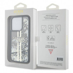 Apple iPhone 15 Pro Case Guess Liquid Glitter Gold Stripes Black