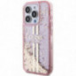 Apple iPhone 15 Pro Case Guess Liquid Glitter Gold Stripes Pink