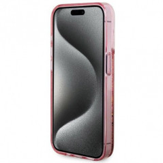 Apple iPhone 15 Pro Case Guess Liquid Glitter Gold Stripes Pink
