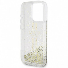 Apple iPhone 15 Pro Max Case Guess Liquid Glitter Gold Stripes Transparent