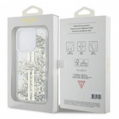 Apple iPhone 15 Pro Max Case Guess Liquid Glitter Gold Stripes Transparent
