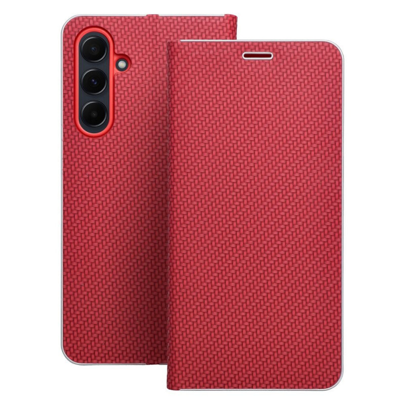 XIAOMI Redmi Note 13 Pro Plus 5G Wallet Cases LUNA Book Carbon Carbon Fibre, Elegant  Red