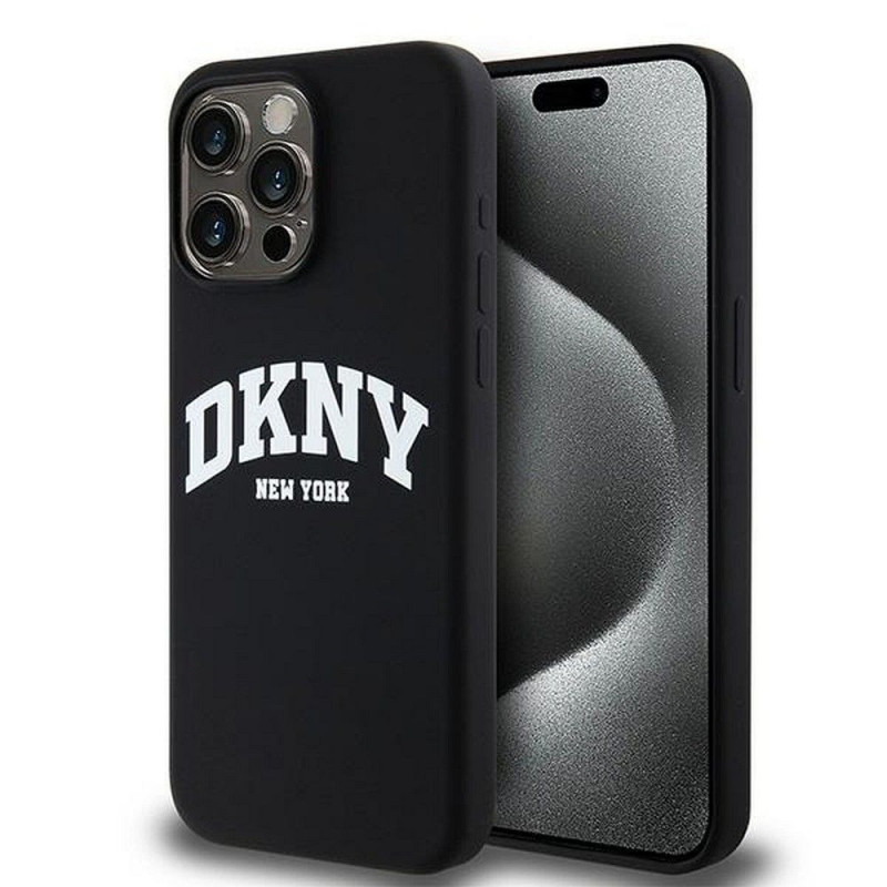 Apple iPhone 13 Pro Max Case DKNY Silicone White Arch Logo MagSAFE  Black
