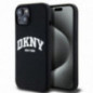 Apple iPhone 15 Case DKNY Silicone White Arch Logo MagSAFE  Black