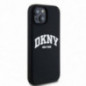 Apple iPhone 15 Case DKNY Silicone White Arch Logo MagSAFE  Black