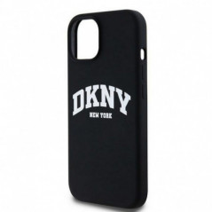 Apple iPhone 15 Case DKNY Silicone White Arch Logo MagSAFE  Black