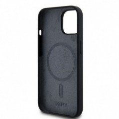 Apple iPhone 15 Case DKNY Silicone White Arch Logo MagSAFE  Black