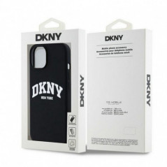 Apple iPhone 15 Case DKNY Silicone White Arch Logo MagSAFE  Black