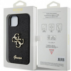Apple iPhone 15 Plus Case Guess Fixed Glitter Big 4G Black