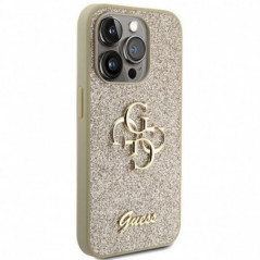 Apple iPhone 15 Pro Case Guess Fixed Glitter Big 4G Gold