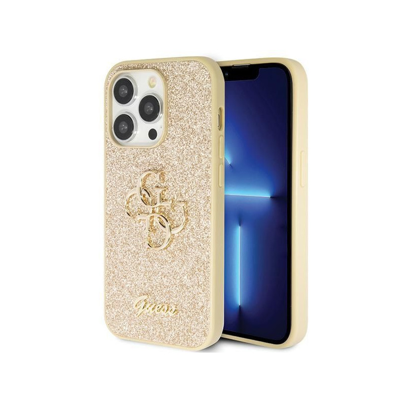 Apple iPhone 14 Pro Max Case Guess Fixed Glitter Big 4G Gold