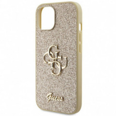 Apple iPhone 15 Plus Case Guess Fixed Glitter Big 4G Gold
