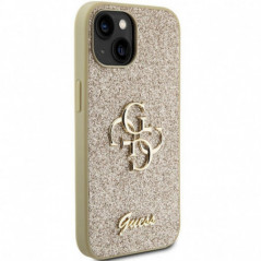 Apple iPhone 15 Plus Case Guess Fixed Glitter Big 4G Gold